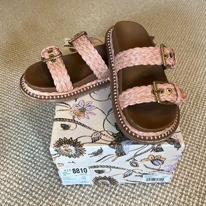 Ulla Johnson Kiera Raffua slide in color Terracota size 37